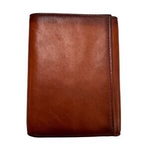 VINTAGE L'Aiglon Paris New York Antelope Leather Trifold Wallet Cognac Brown